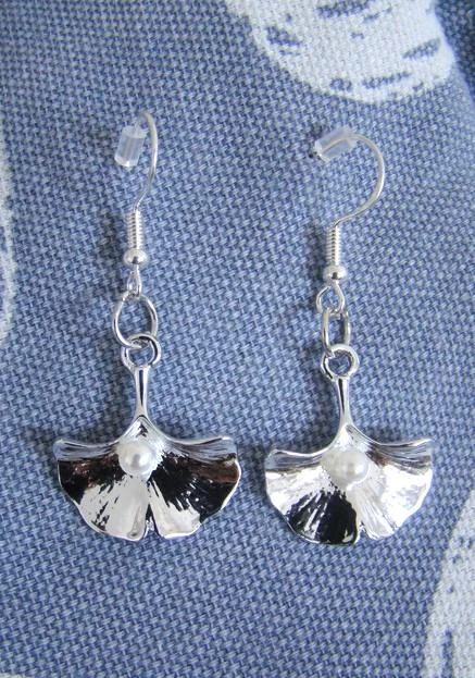 boucles oreilles gingko crochets argent 925 neuves criação – photo 4